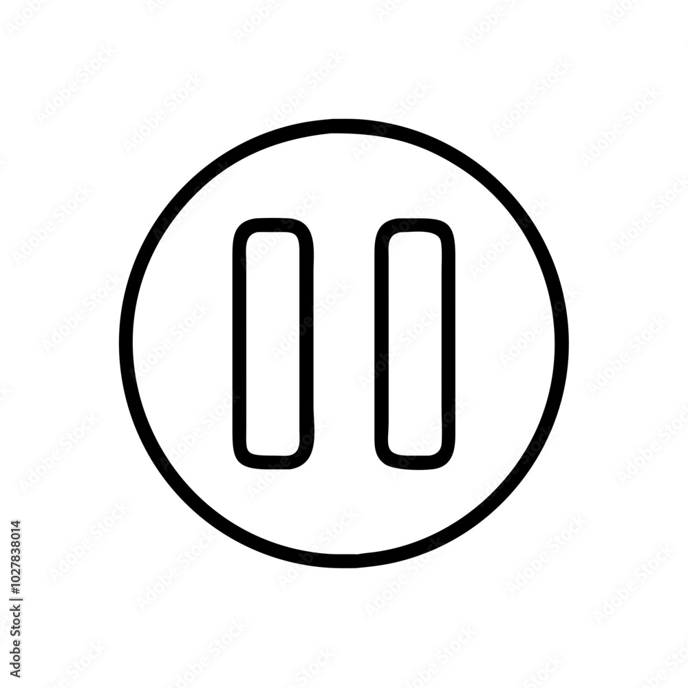 Pause button icon in line art style Pause button icon in line art style