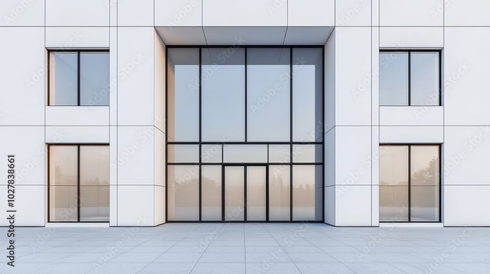 Modern building entrance with glass facade Modern building entrance with glass facade