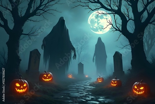 halloween night scene photo