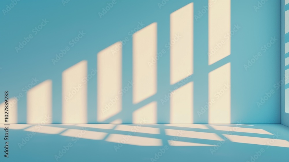 Modern interior with blue wall and shadows Modern interior with blue wall and shadows