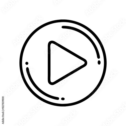 Play button icon in minimalist line art
