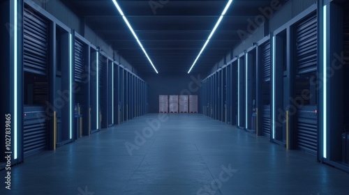 Modern storage facility interior view