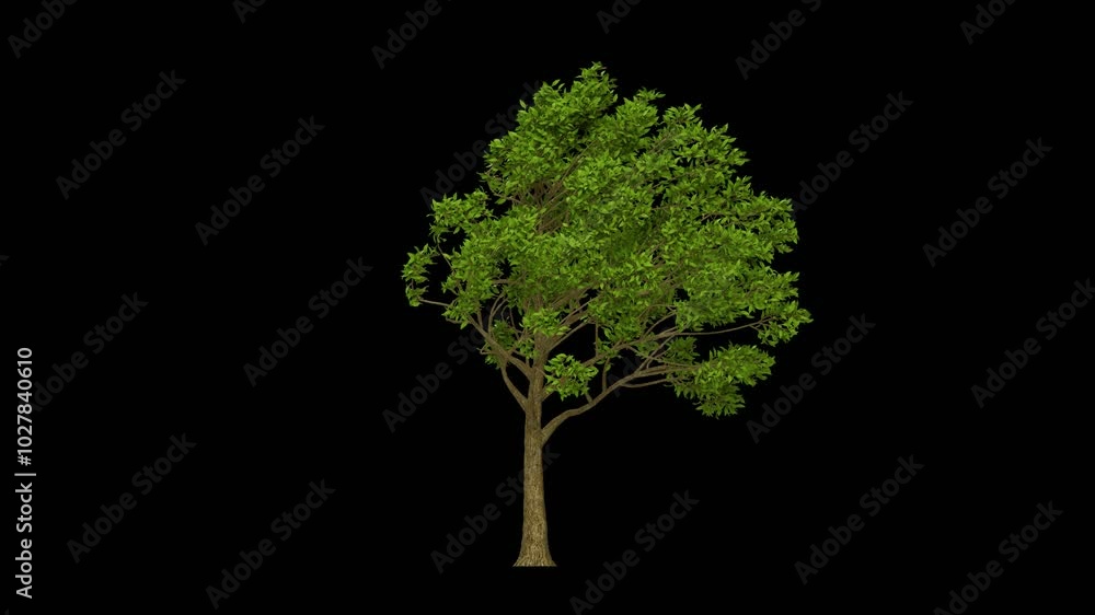 3d tree swaying to a strong wind during a storm 3d tree swaying to a strong wind during a storm