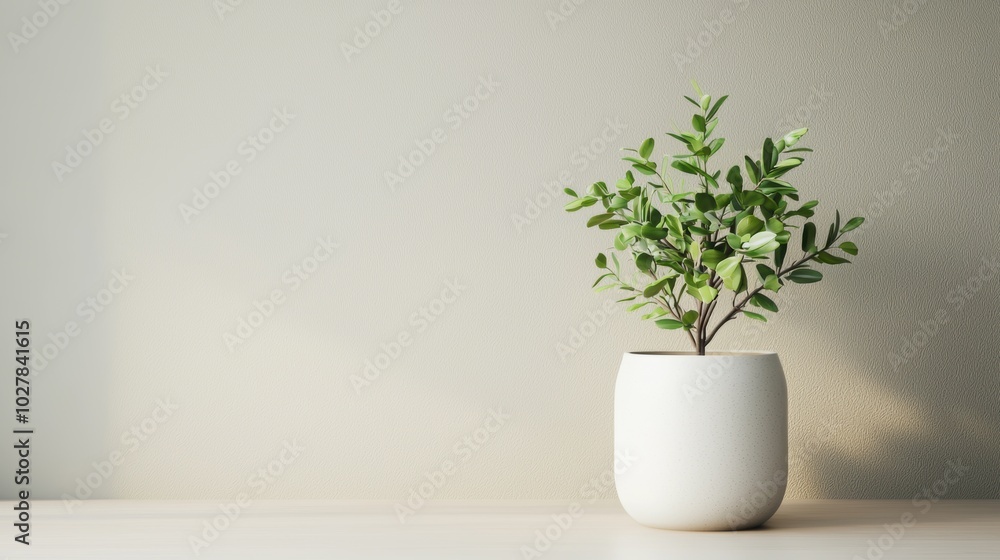 Potted plant on a minimalist table Potted plant on a minimalist table