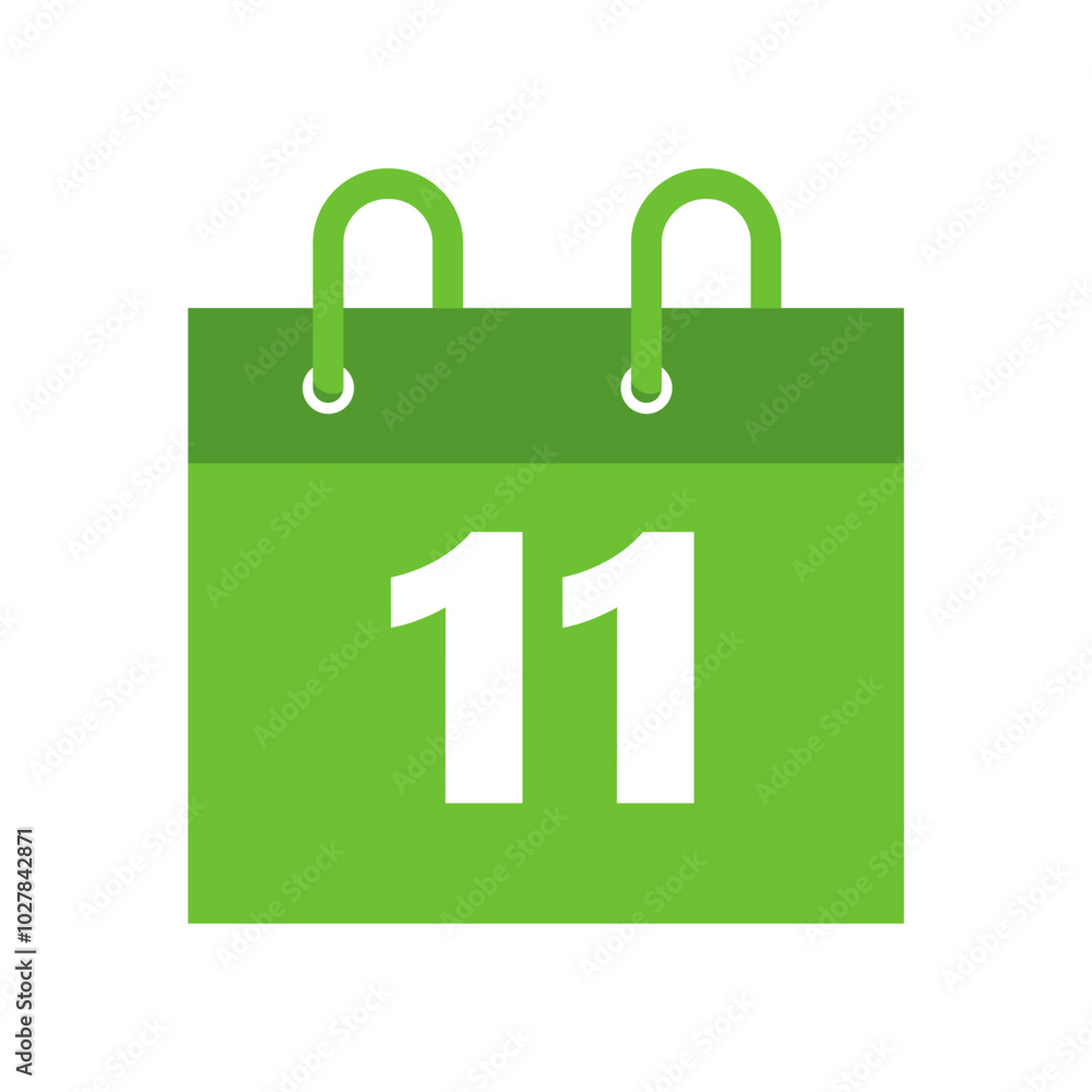 Simple vector illustration of a calendar page with the number eleven Simple vector illustration of a calendar page with the number eleven
