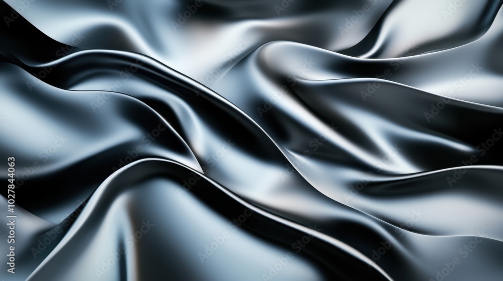 A stunning abstract image showcasing smooth, metallic silver fabric waves with elegant folds, representing luxury, sophistication, and a futuristic artistic style. A stunning abstract image showcasing smooth, metallic silver fabric waves with elegant folds, representing luxury, sophistication, and a futuristic artistic style.