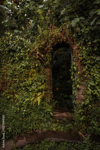 Experience the serene beauty of Ubud, Bali, where lush jungles meet ancient temples, blending nature with spirituality in a stunning tropical setting. Indonesian resort door pathway