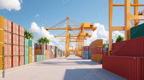 Shipping containers at a modern port photo