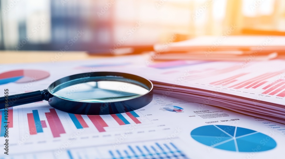Under the Microscope - A stack of financial reports with a magnifying glass, emphasizing the importance of financial scrutiny. Under the Microscope - A stack of financial reports with a magnifying glass, emphasizing the importance of financial scrutiny.