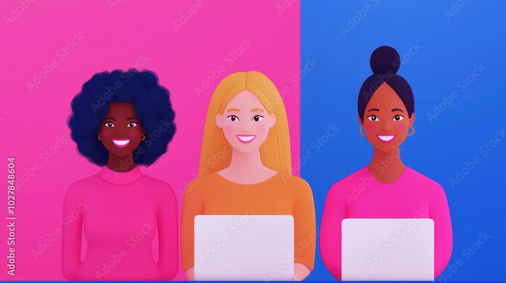 Three diverse women working on laptops Three diverse women working on laptops