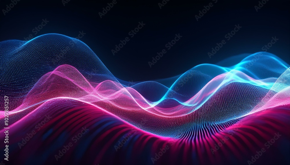 generative ai image of abstract illustration of pink blue frequency signal waves as particles passing in medium against dark background generative ai image of abstract illustration of pink blue frequency signal waves as particles passing in medium against dark background