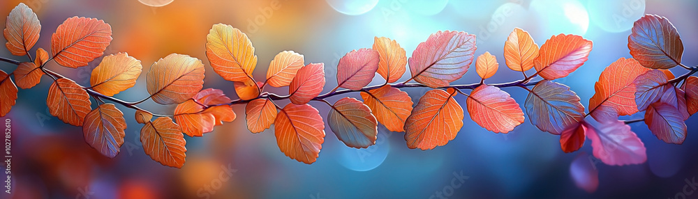 Obraz premium vibrant autumn leaves against a blurred background. 