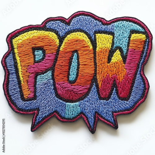 POW embroidered patch badge on isolated white background, vector badge and patch collection for print or embroidery