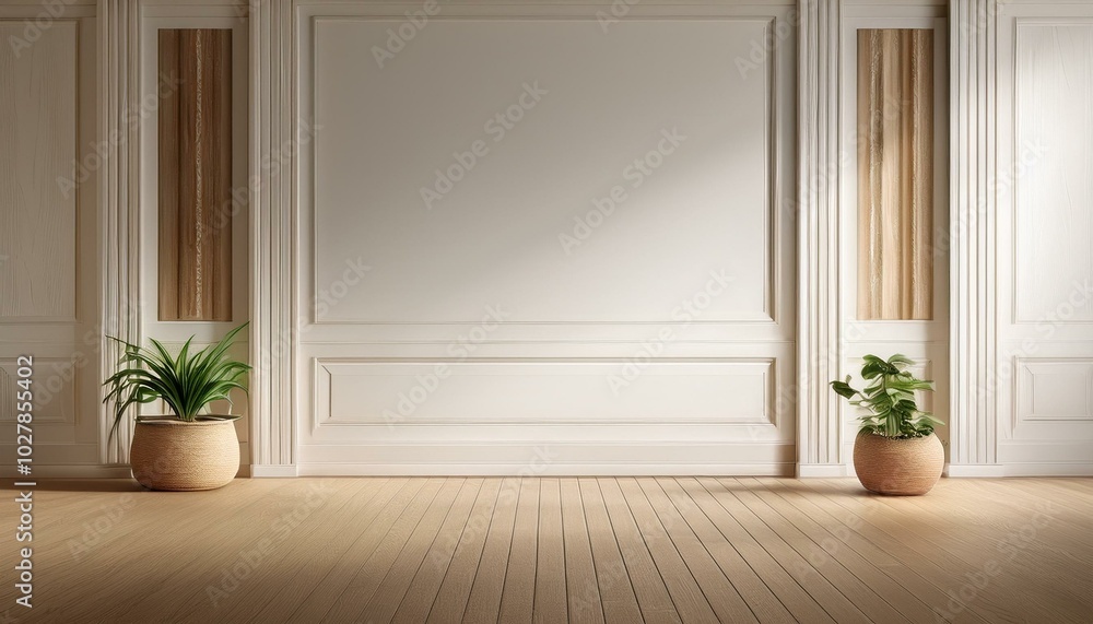 Fototapeta premium Empty home interior wall mock-up, 3d render