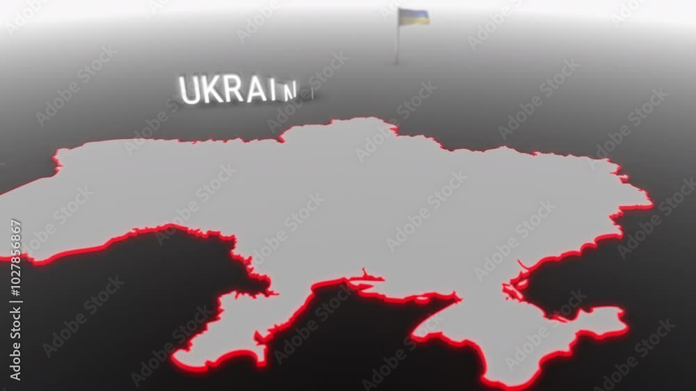 3d animated map of Ukraine gets hit and fractured by the text “Crisis” 3d animated map of Ukraine gets hit and fractured by the text “Crisis”