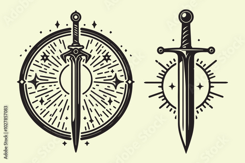 Sword silhouette vector illustrations