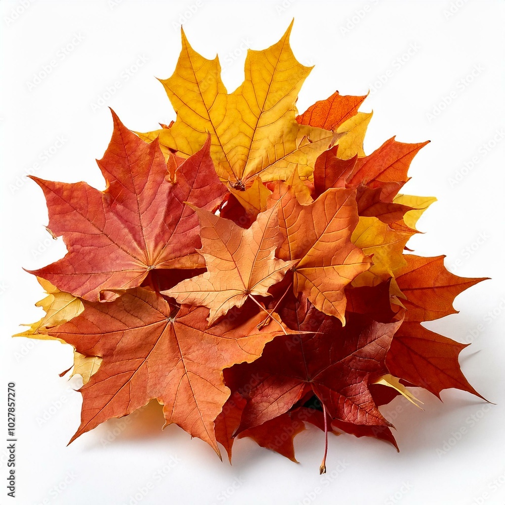 Obraz premium pile of autumn maple colored leaves isolated