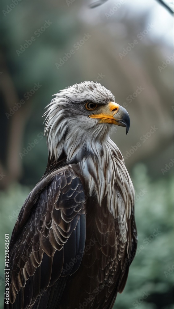 Close-Up Portrait of Bald Eagle with Intense Gaze in Natural Habitat Close-Up Portrait of Bald Eagle with Intense Gaze in Natural Habitat