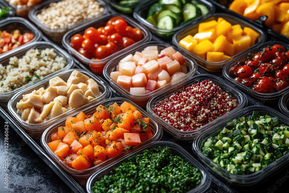 Fresh and Healthy Salad Ingredients in Bowls Fresh and Healthy Salad Ingredients in Bowls