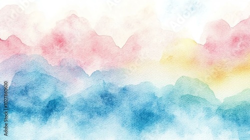 Soft watercolor landscape in gentle hues