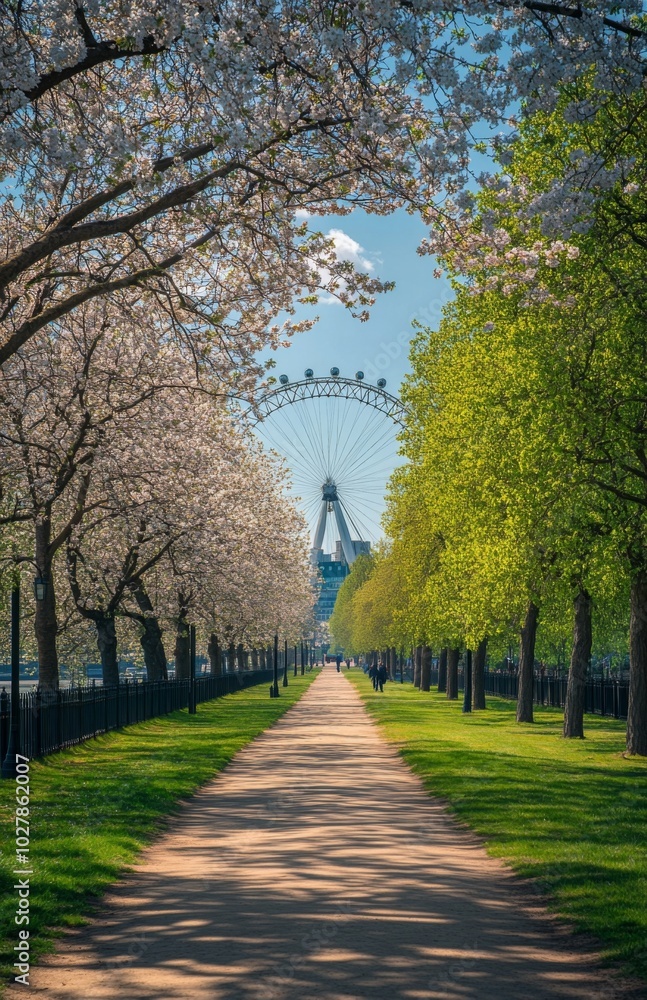 Springtime Blossoms Trees and Green Grass with Eye Springtime Blossoms Trees and Green Grass with Eye