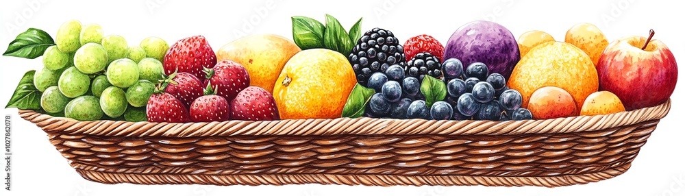 A vibrant basket filled with assorted fresh fruits, showcasing a colorful variety of nature's bounty and healthy nutrition. A vibrant basket filled with assorted fresh fruits, showcasing a colorful variety of nature's bounty and healthy nutrition.