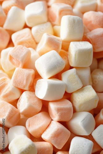 Close-Up Pile of Colorful Pastel Marshmallows photo