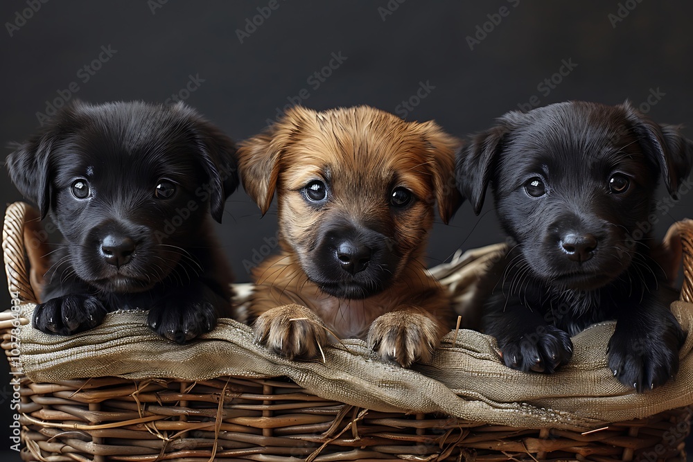 Cute puppies in a basket Cute puppies in a basket