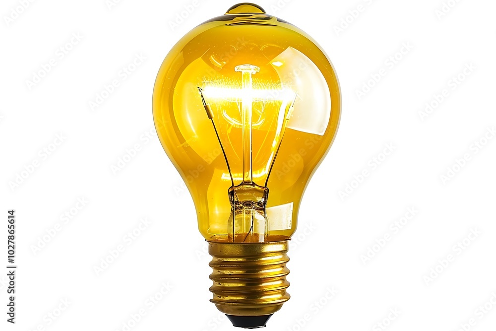 Glowing yellow light bulb isolated on white background. 3d illustration Glowing yellow light bulb isolated on white background. 3d illustration