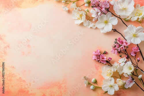 Flower frame on pastel background