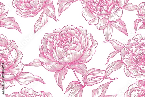 Pink peony floral pattern
