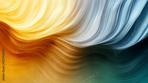 abstract background with waves, yellow and blue