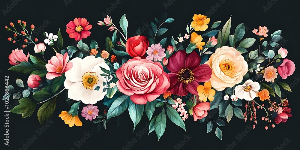 custom made wallpaper toronto digitalFloral arrangement on dark background