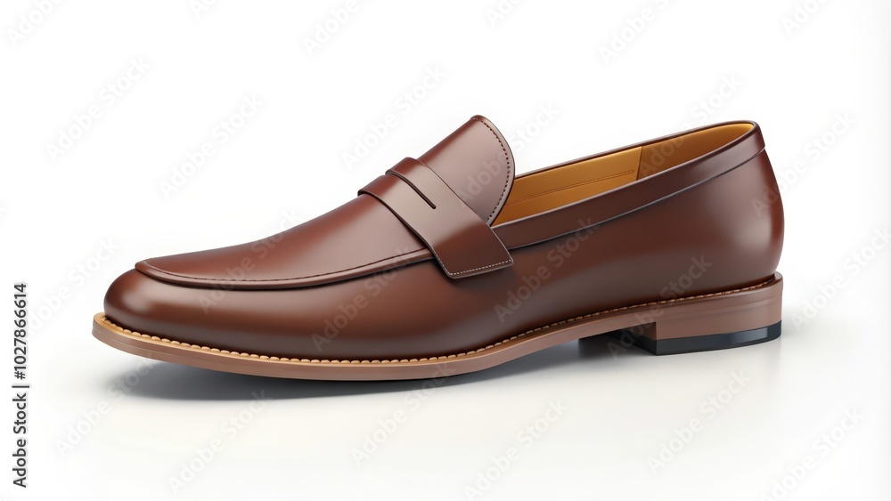 Brown Leather Loafer with Stitched Detail Brown Leather Loafer with Stitched Detail