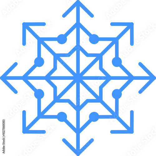 Snowflake icon. Snowflake shape, Christmas, Vector image, Outline, Vector image.