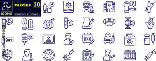 Vaccine icon set. Collection of syringe , vaccine icon in different style, vector illustration .
