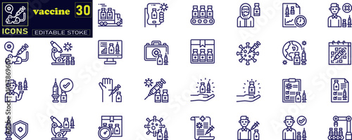 Vaccine icon set. Collection of syringe , vaccine icon in different style, vector illustration .