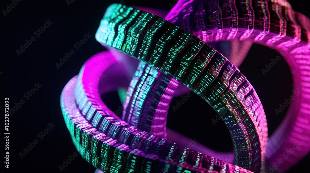 Colorful digital data rings glowing against a dark background, showcasing modern technology and digital innovation. Colorful digital data rings glowing against a dark background, showcasing modern technology and digital innovation.