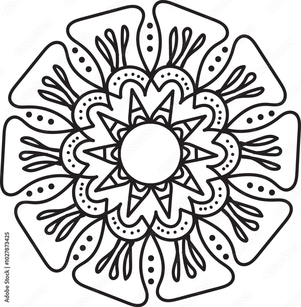 Simple, abstract and circle floral mandala art design, Alpona design, floral art design with black color on a white background for coloring book, relaxing cover, door alpona and various purposes. Simple, abstract and circle floral mandala art design, Alpona design, floral art design with black color on a white background for coloring book, relaxing cover, door alpona and various purposes.