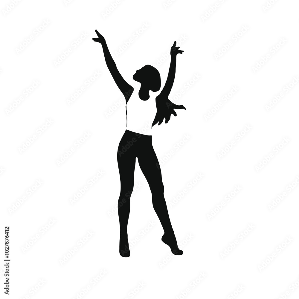 silhouette of a young female dancer in a dynamic pose, silhouette of a young female dancer in a dynamic pose,