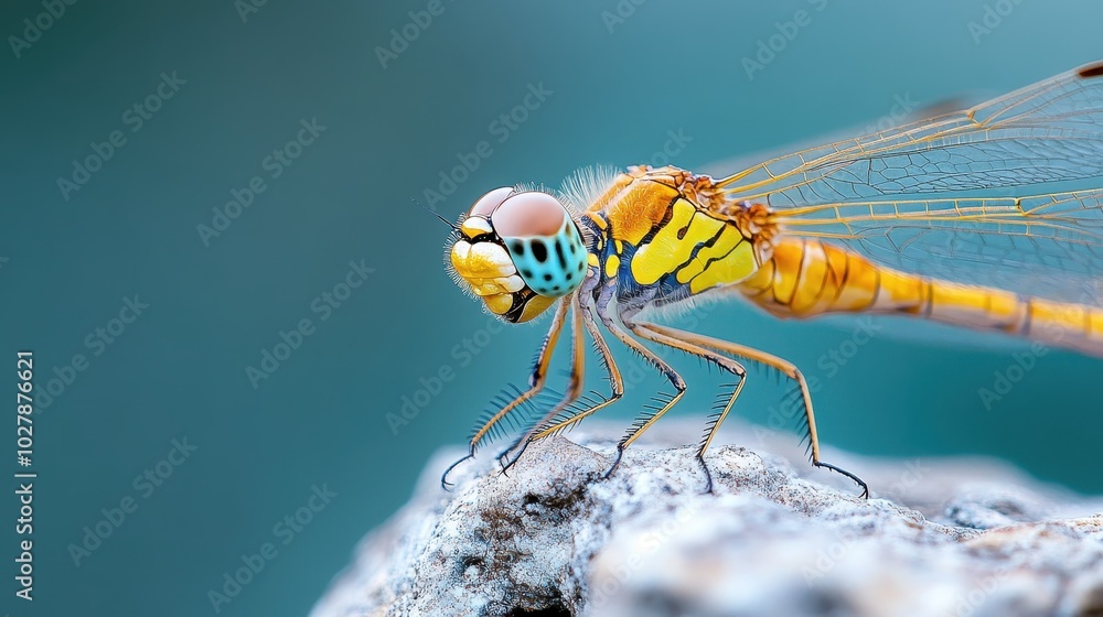 Dragonfly Features This close-up side view of a dragonfly showcases its elegant wing ...