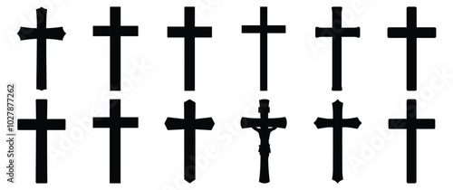 Christian silhouette set vector design big pack of cross illustration and icon
