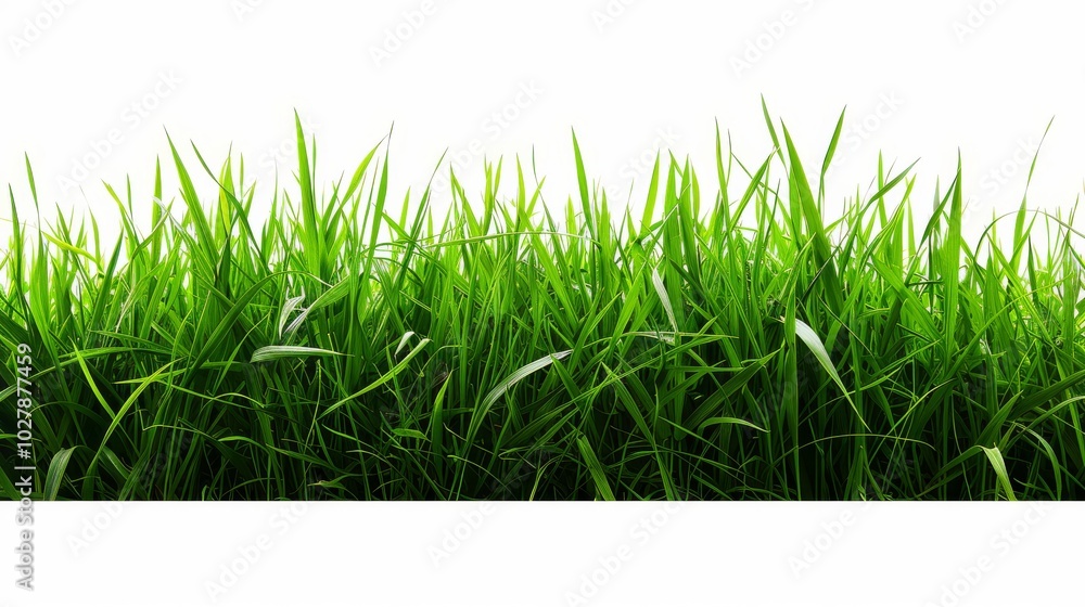 Bright green grassy field, isolated on a pristine white background. Ideal for spring and summer themes Bright green grassy field, isolated on a pristine white background. Ideal for spring and summer themes