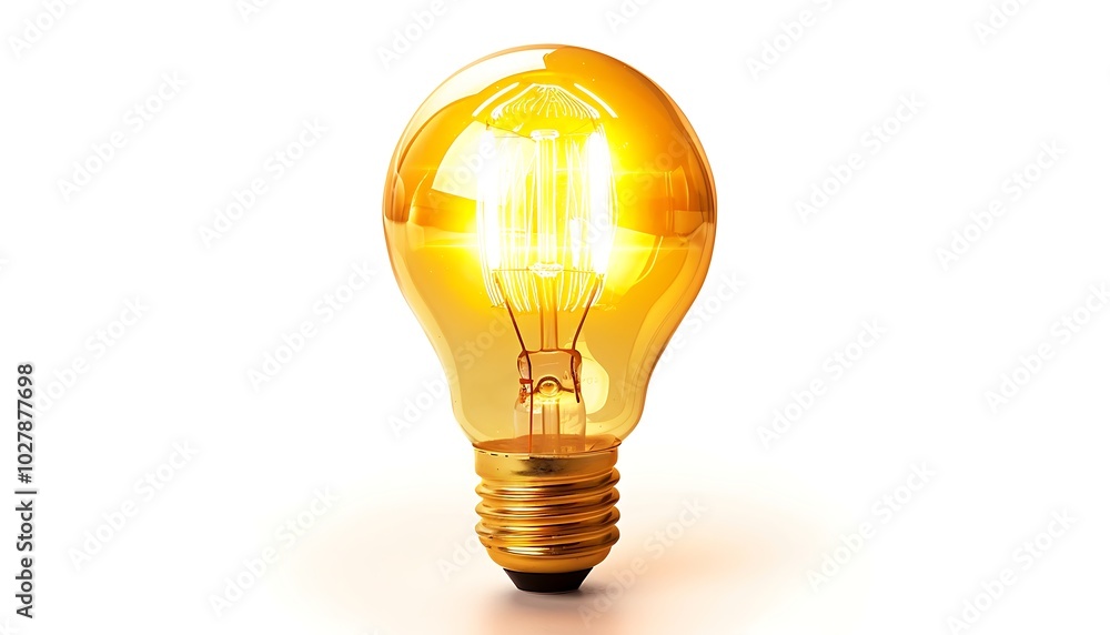 Glowing yellow light bulb isolated on white background. 3d illustration Glowing yellow light bulb isolated on white background. 3d illustration