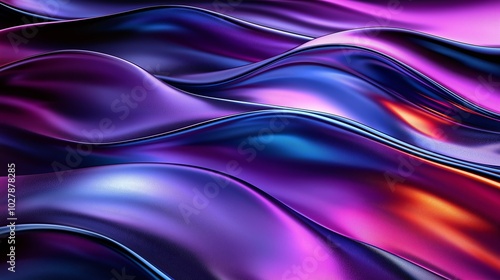 Vibrant Abstract Waves of Purple and Blue Light with Orange Accents