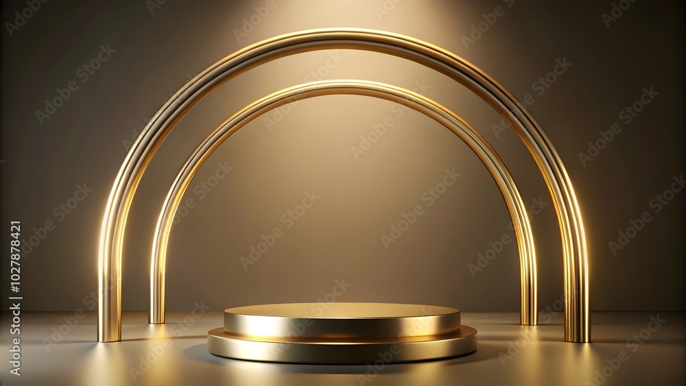 luxurious empty podium with golden arc minimal background luxurious empty podium with golden arc minimal background