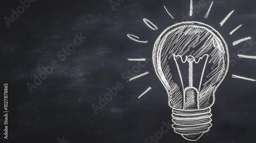 Logo, a light bulb drawn with chalk on a blackboard background