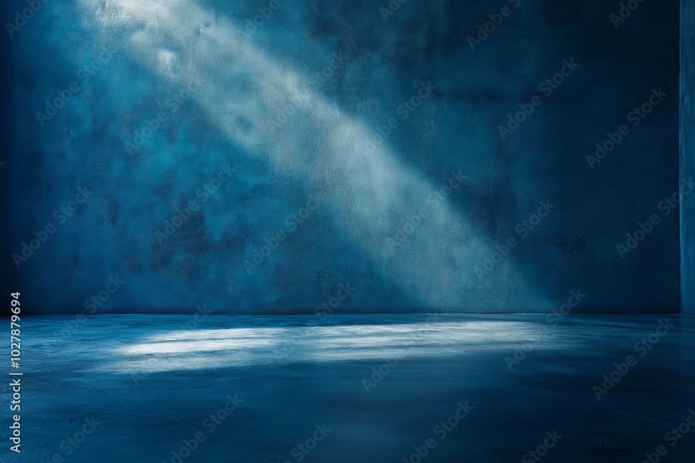 Minimalist Blue Wall with Light Beam. Blue Wall for Product Photography Minimalist Blue Wall with Light Beam. Blue Wall for Product Photography