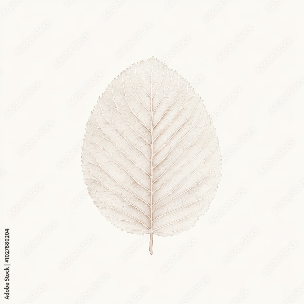 Obraz premium Watercolor Birch Leaf Illustration Isolated Delicate Neutral Colors Nature Botanical Minimalis