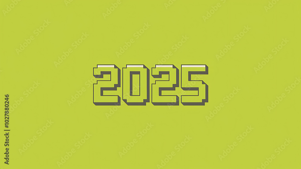 Green and white pixelated 2025 New Year's Eve design.
Green and white pixelated 2025 New Year's Eve design.
